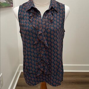 Cabi Medallion Reign Ruffle Top/Blouse size Small